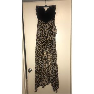 Strapless Cheetah Print Hi/Lo Dress